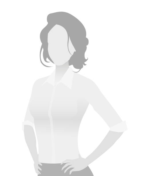 Default placeholder businesswoman half-length portrait photo avatar. Woman gray color